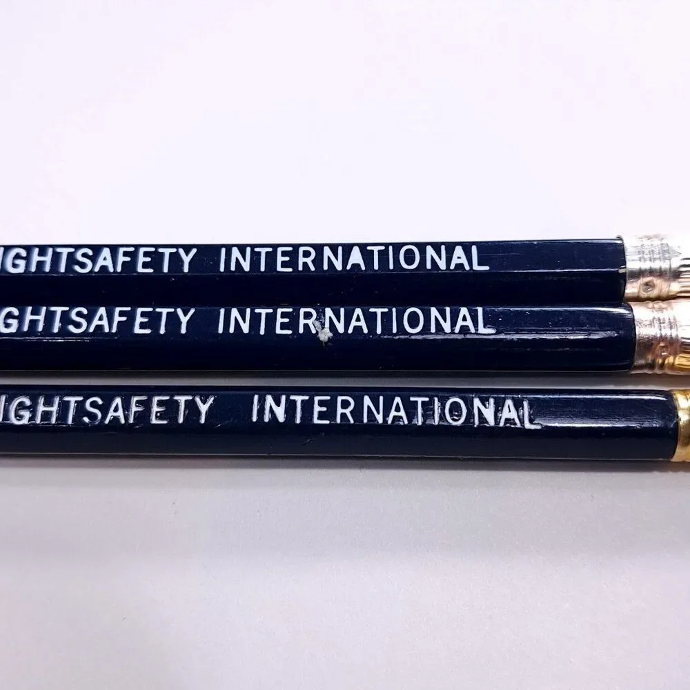 Flightsafety International pencil set 3 Flight safety‎ airplane plane navy blue